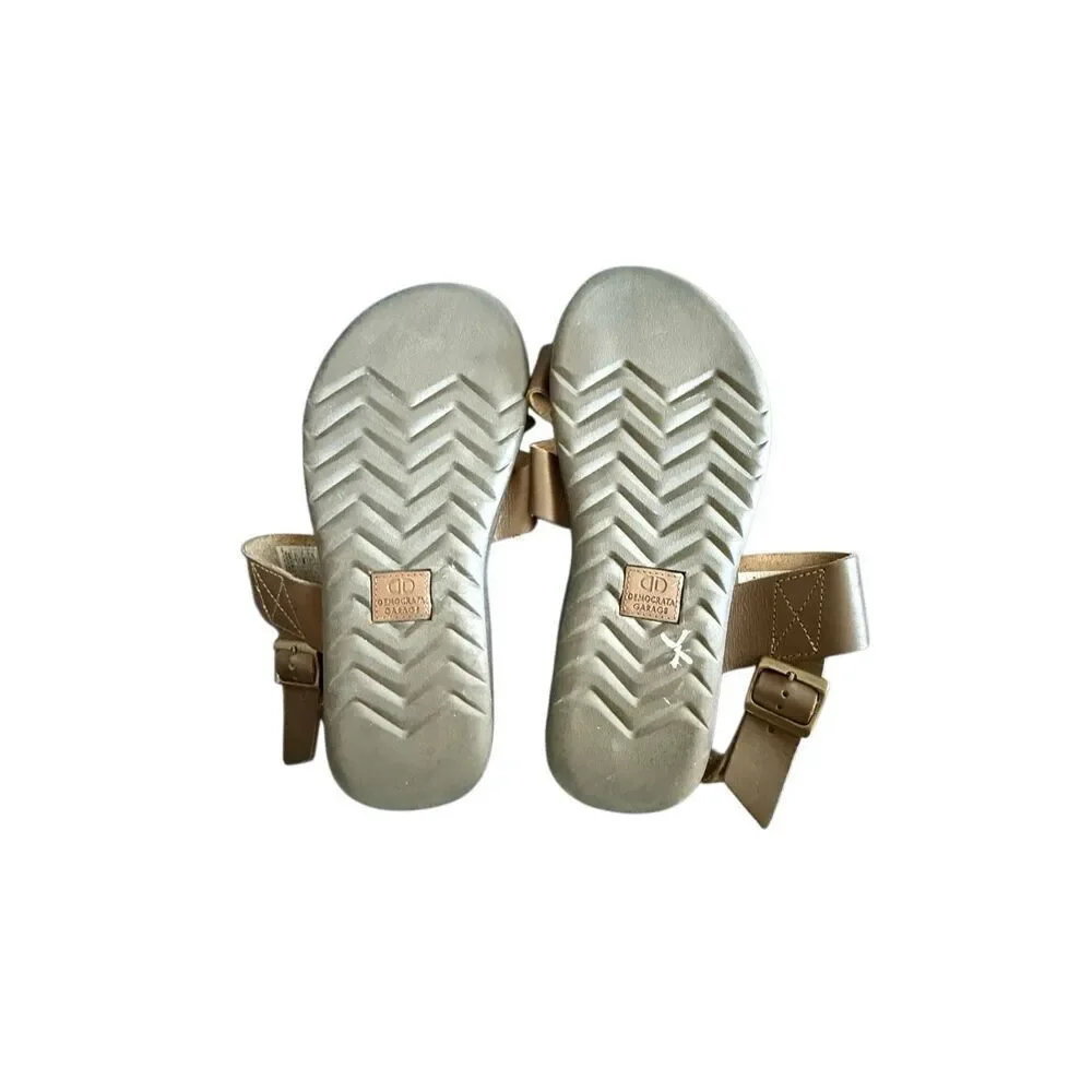 Democrata Mens Brown Zion Leather Criss Cross Strappy Casual Sandals Size 42
